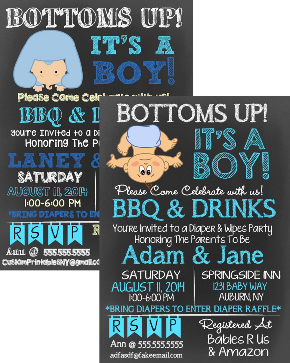 Bottoms up It's a Boy Baby Shower Invite Blue Baby Shower - Etsy