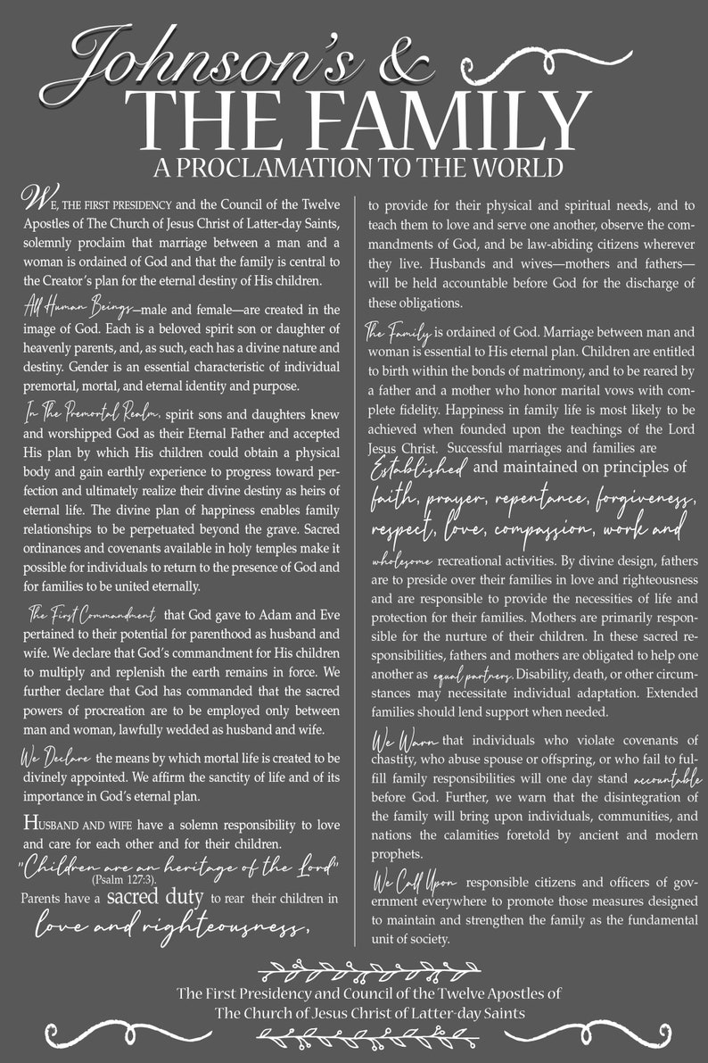 Family Proclamation Sign Printable A Proclamation to the - Etsy