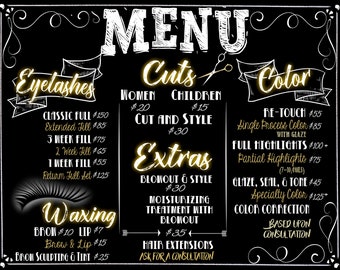 美容室の料金表、まつげメニューサイン、魅力的な美容室の料金表