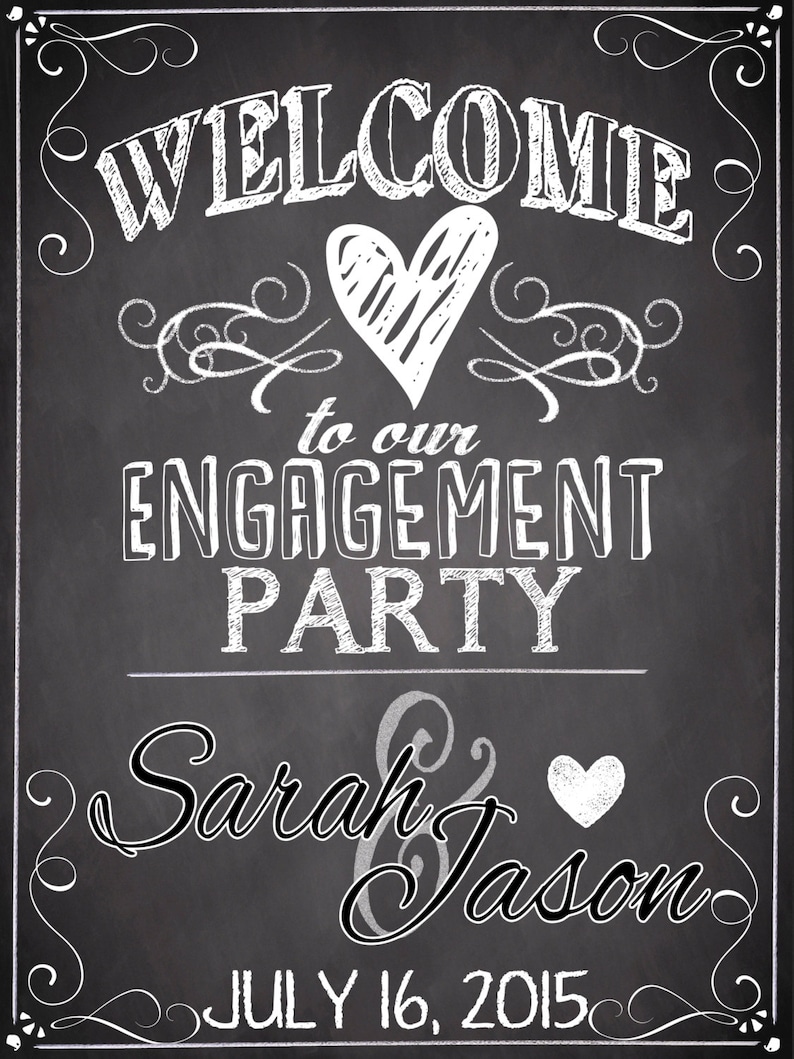 Chalkboard Engagement Party Sign to Our Etsy