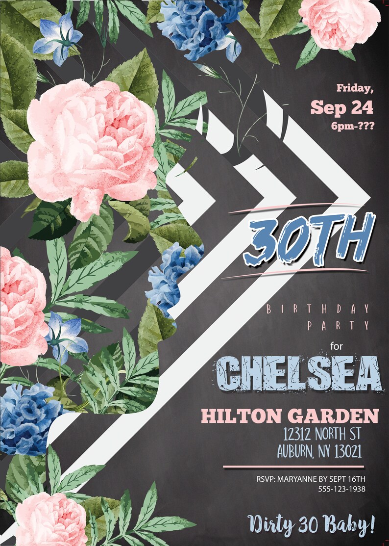 Birthday chalkboard for adults birthday board for her floral Etsy