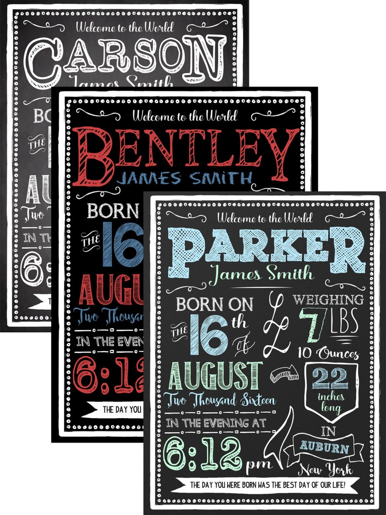 New baby girl announcement sign newborn photoshoot prop newborn chalkboard style sign layout BRHRDM01 babies stats sign chalkboard style