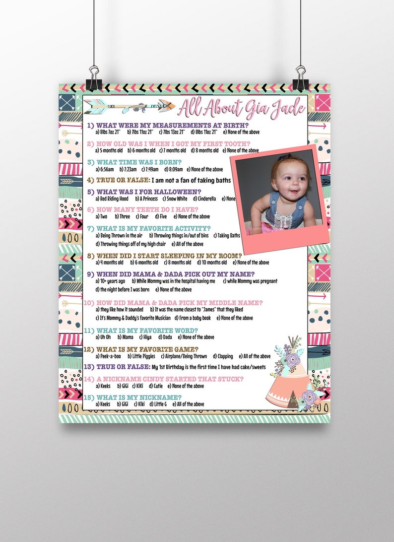 Who Knows the Birthday Girl Best Set of 30 Birthday Party Game Kraft Te...