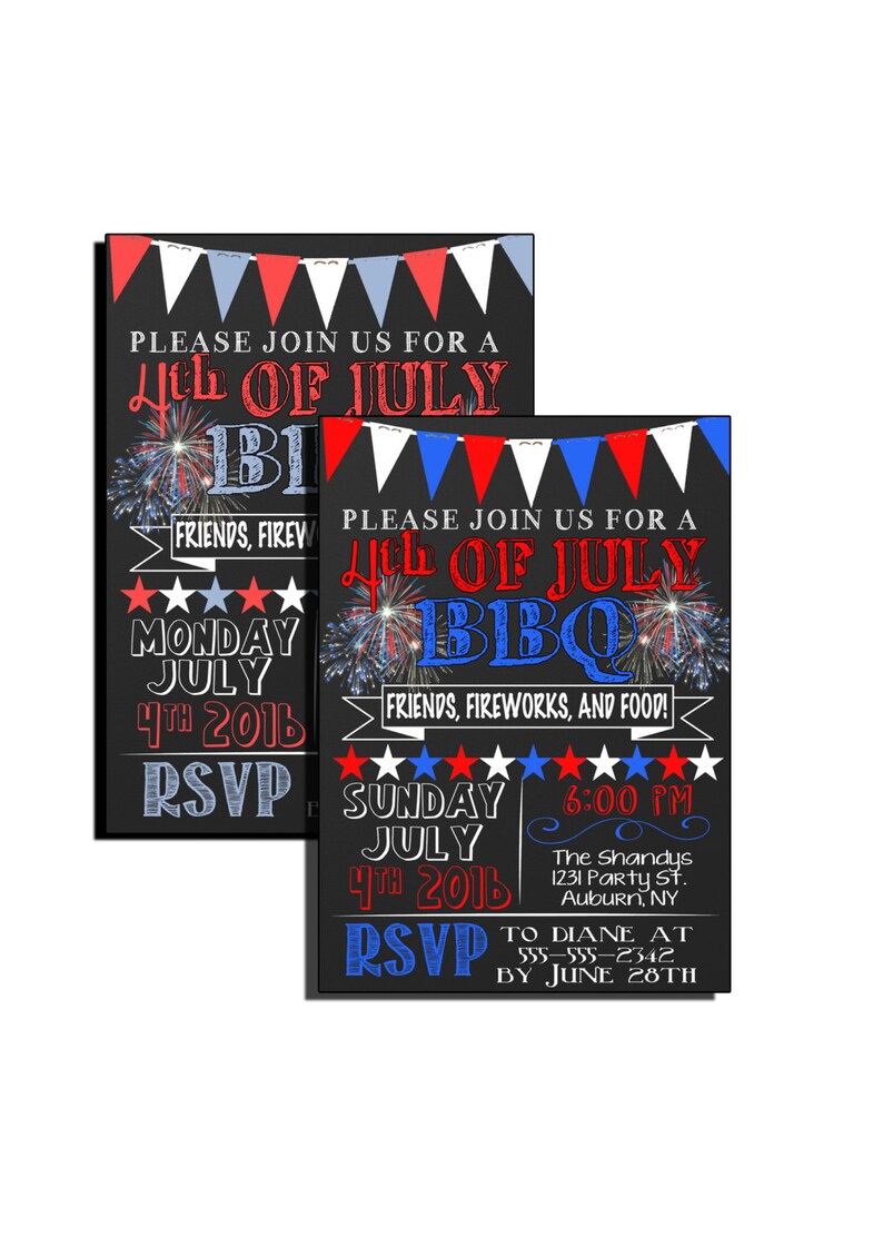 4th of july invitations fourth of july chalkboard invites diy and print from home customized just for you bbq july 4th invame02 chalkboard invites