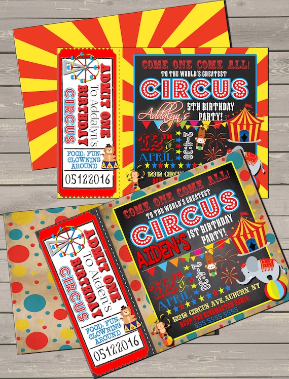 bday circus invitations red
