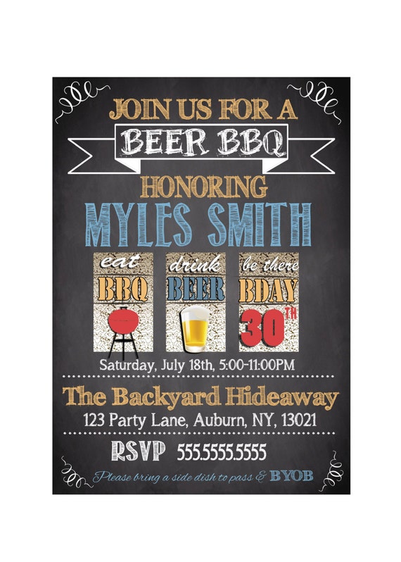 beer bbq invitations, unique cookout invitations, bber bbq birthday party invitations, unique bbq invitations for guys birthday ID# INVADL03