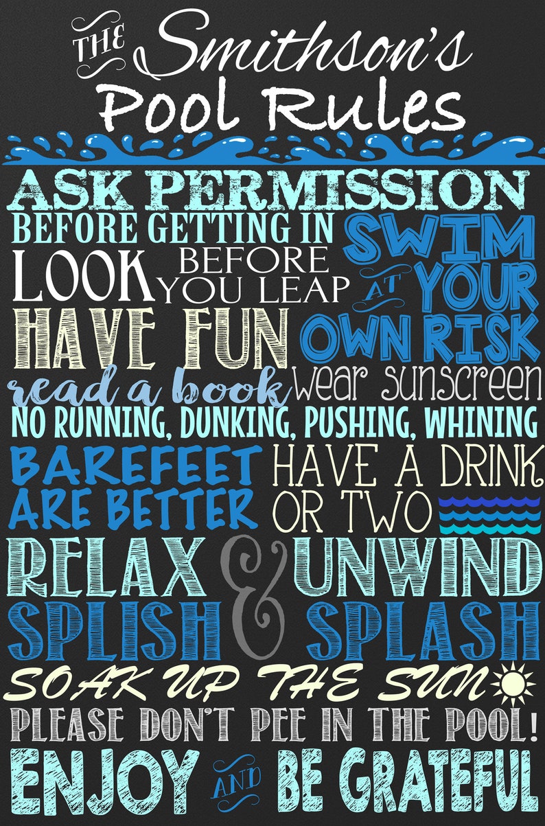 Custom Pool Rules Sign Custom Outdoor Chalkboard Style Pool Etsy India