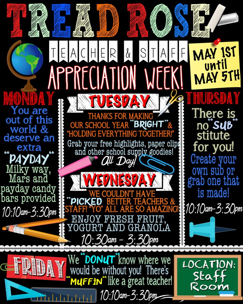 Teacher And Staff Appreciation Week Sign Appreciation Week Etsy