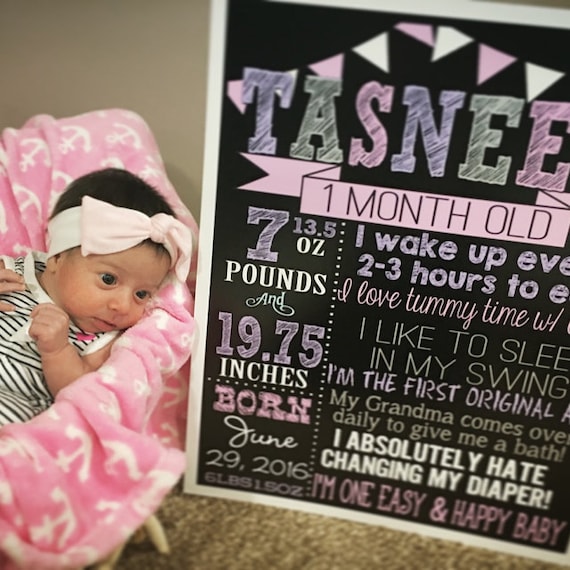Monthly by monthly milestone sign for new babies unique | Etsy