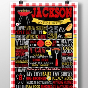 bbq birthday invitation, bbq 1st birthday, backyard bbq party invites, kids birthday bbq party decor, red checkered invites, INVBBQ11 image 5