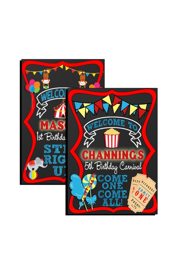 Carnival Birthday Sign Carnival Party Decoration Ideas Etsy