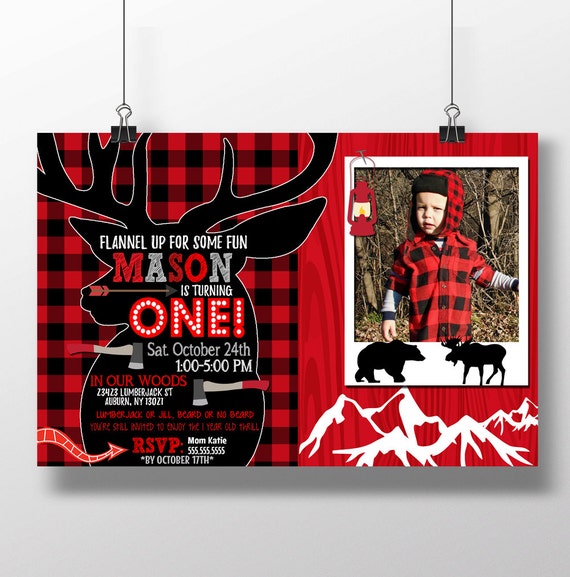 lumberjack birthday invites buffalo plaid invitations etsy