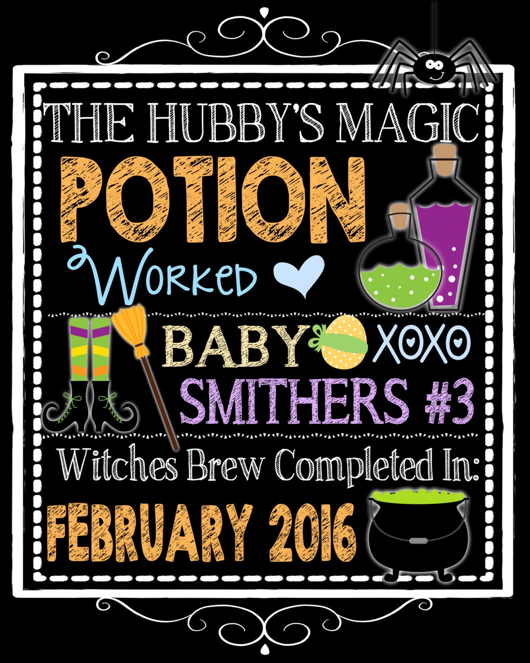 Funny Halloween Pregnancy Announcement, Hubby's Magic Potion Worked