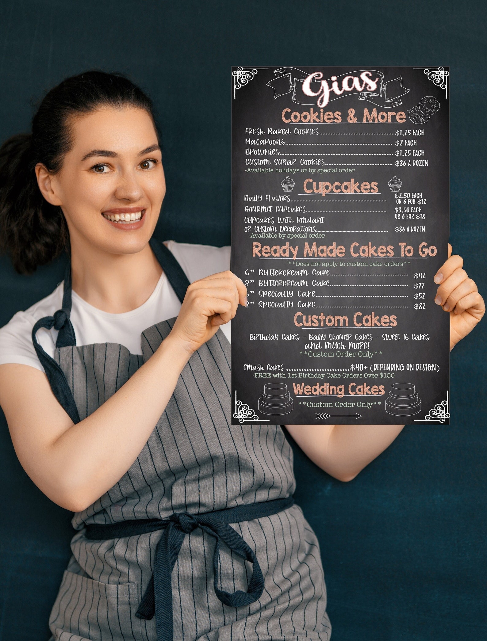 Price Menu Sign Business Sign for Wall With Prices, Sweet Shop Menu Template ...