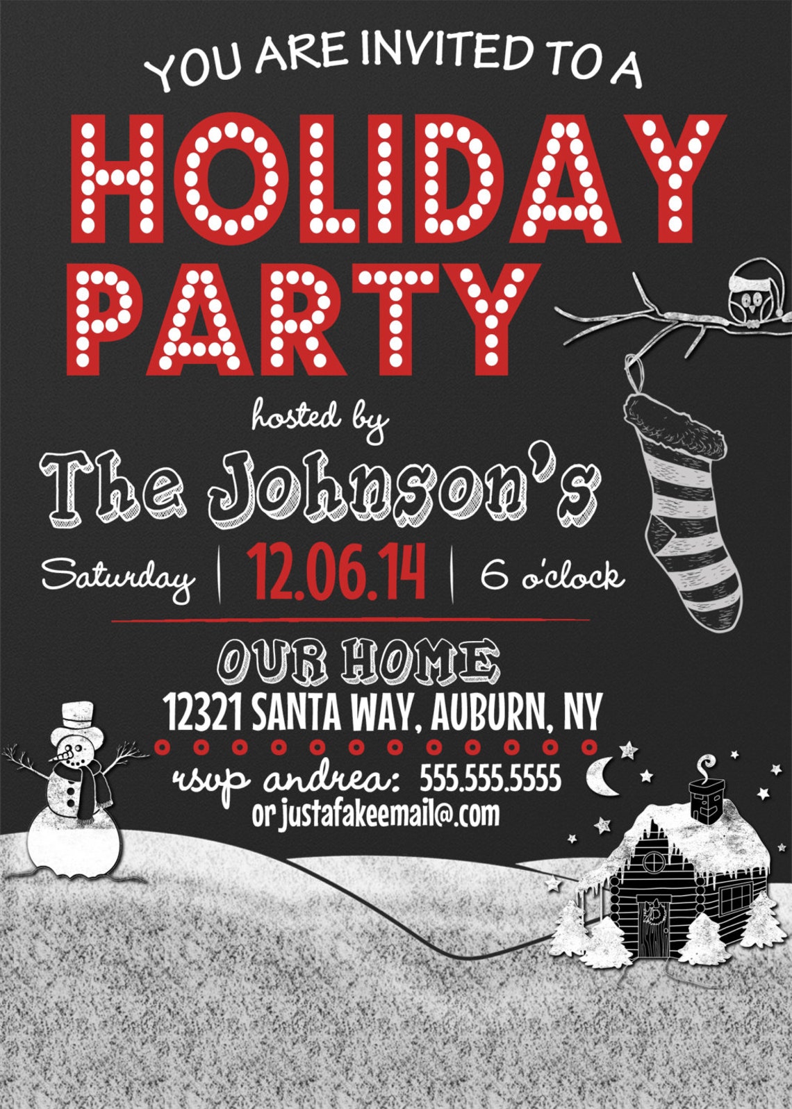 Unique Holiday Party Invitations Black and Red Xmas Party Etsy UK