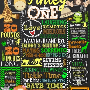 Jungle birthday, jungle 1st birthday board, Zoo birthday party, monkey 1st birthday, safari birthday sign, zoo party, jungle animalsBRDJGL05 image 2