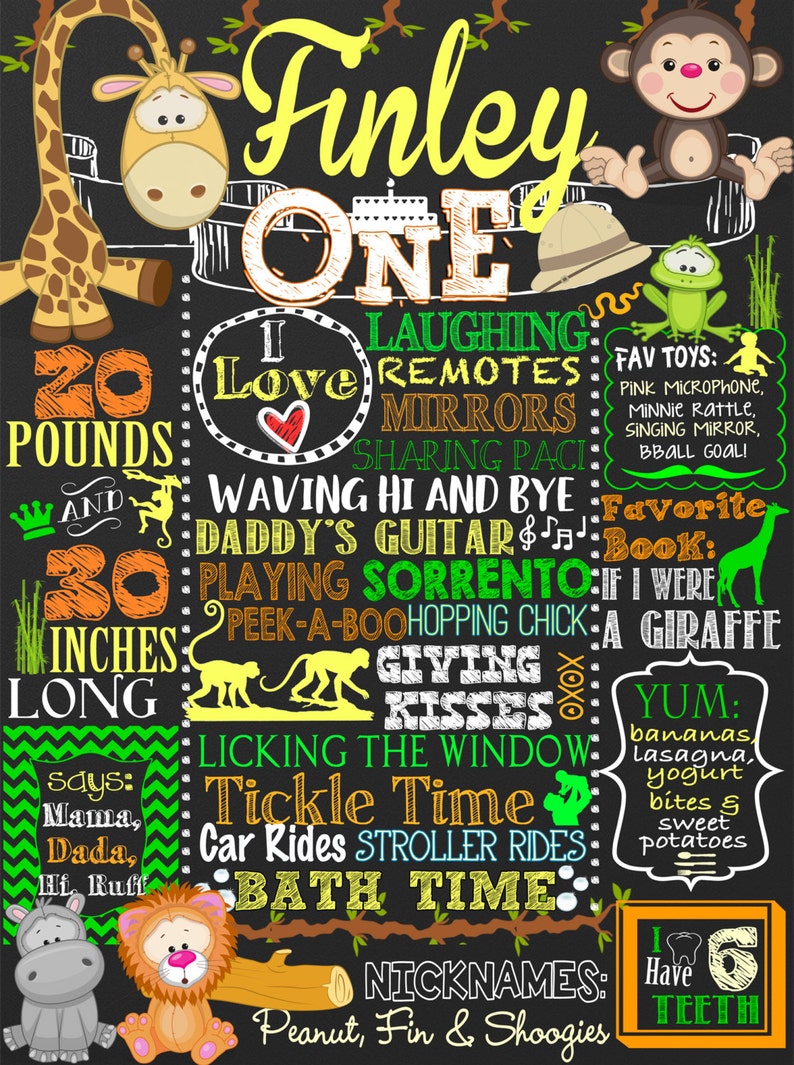 Jungle birthday, jungle 1st birthday board, Zoo birthday party, monkey 1st birthday, safari birthday sign, zoo party, jungle animalsBRDJGL05 image 2