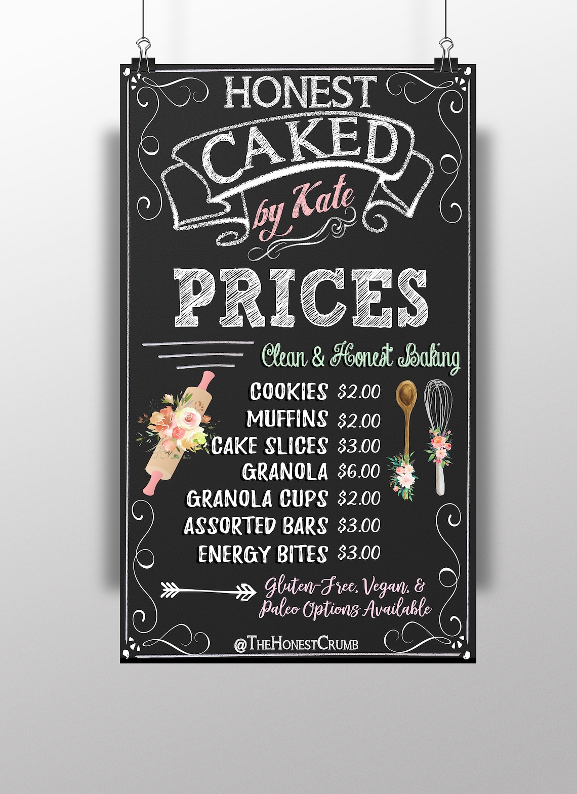 Bakery menu custom bakery signs chalkboard style bakery | Etsy