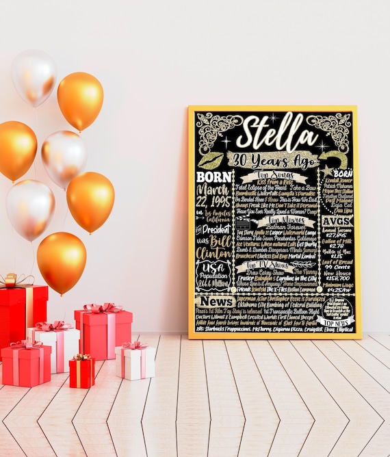 1995 Birthday Gift Woman, Gold Glitter Birthday Party Decorations for Her, 30th Birthday Party Welcome Sign, Personalized 30th Bday Gift Her