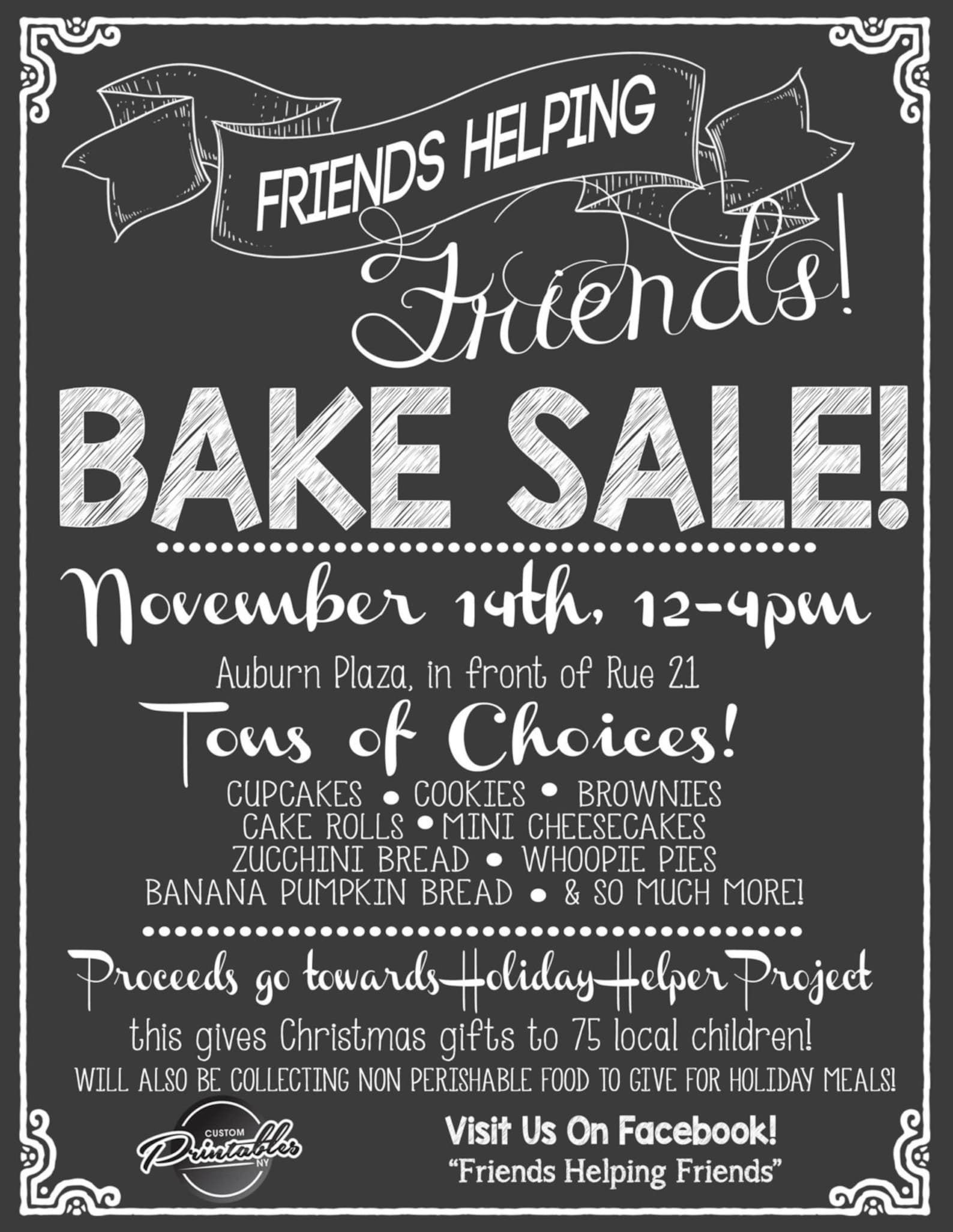 Bake Sale Flyer Bake Sale Invitation Fall Bake Sale Etsy