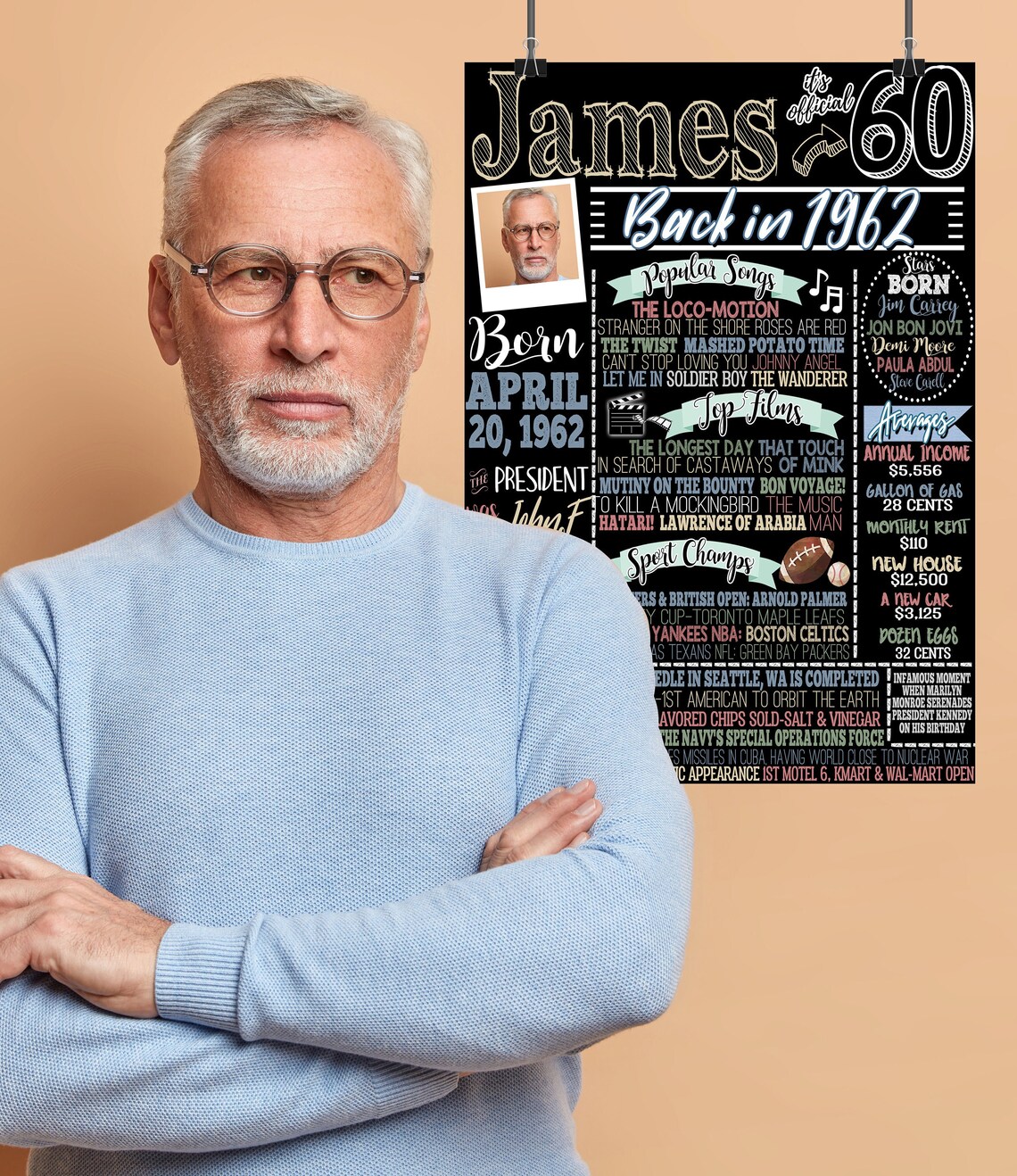 60th Birthday Decoration for Men 60th Birthday Gifts Man Etsy