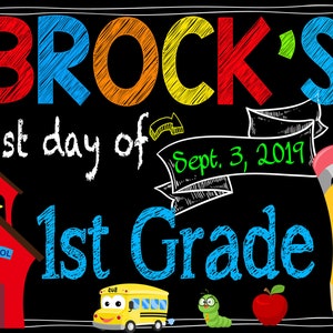 1st Day of School Printable, Boys First Day of School Chalkboard ...