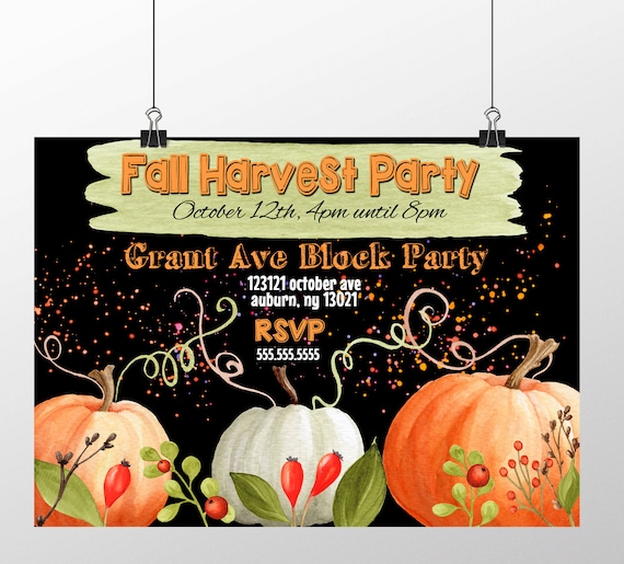 Fall Harvest Party Invitation Fall Invites Unique Fall Etsy