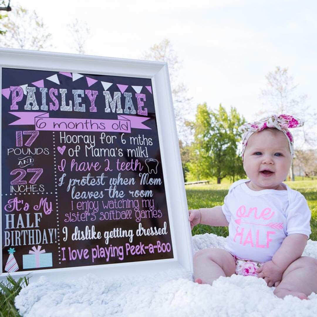 Month by Month Milestone Sign for Baby Girl, Unique Monthly Milestone ...