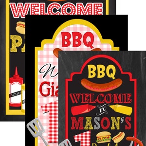 bbq birthday invitation, bbq 1st birthday, backyard bbq party invites, kids birthday bbq party decor, red checkered invites, INVBBQ11 image 3