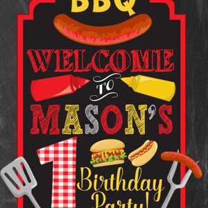 Välkomstskylt för grillfest, dekorationer till bakgårdens grillfest, födelsedagsgrilldekorationer, anpassade grillfesttillbehör, välkomstskylt för picknick, SGNBBQ bild 2