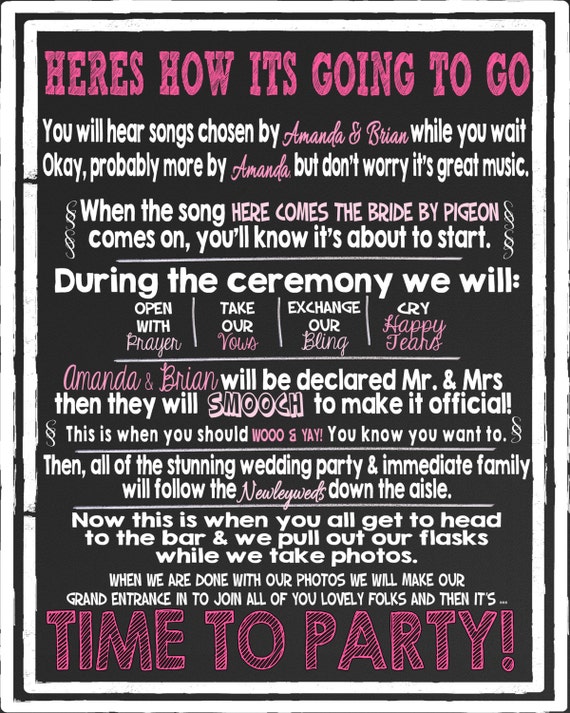 Unique Pink Wedding Programs Funny Pink Wedding Programs Etsy