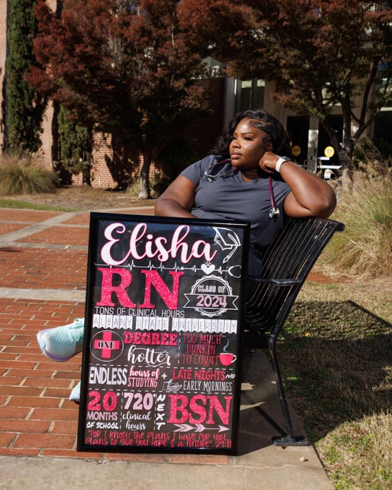 Nurse Photoshoot Props | Nurse Board for Pictures | Personalized RN, LPN, BSN Graduation Sign | Nurse Grad Gift Ideas Unique & Modern Decor