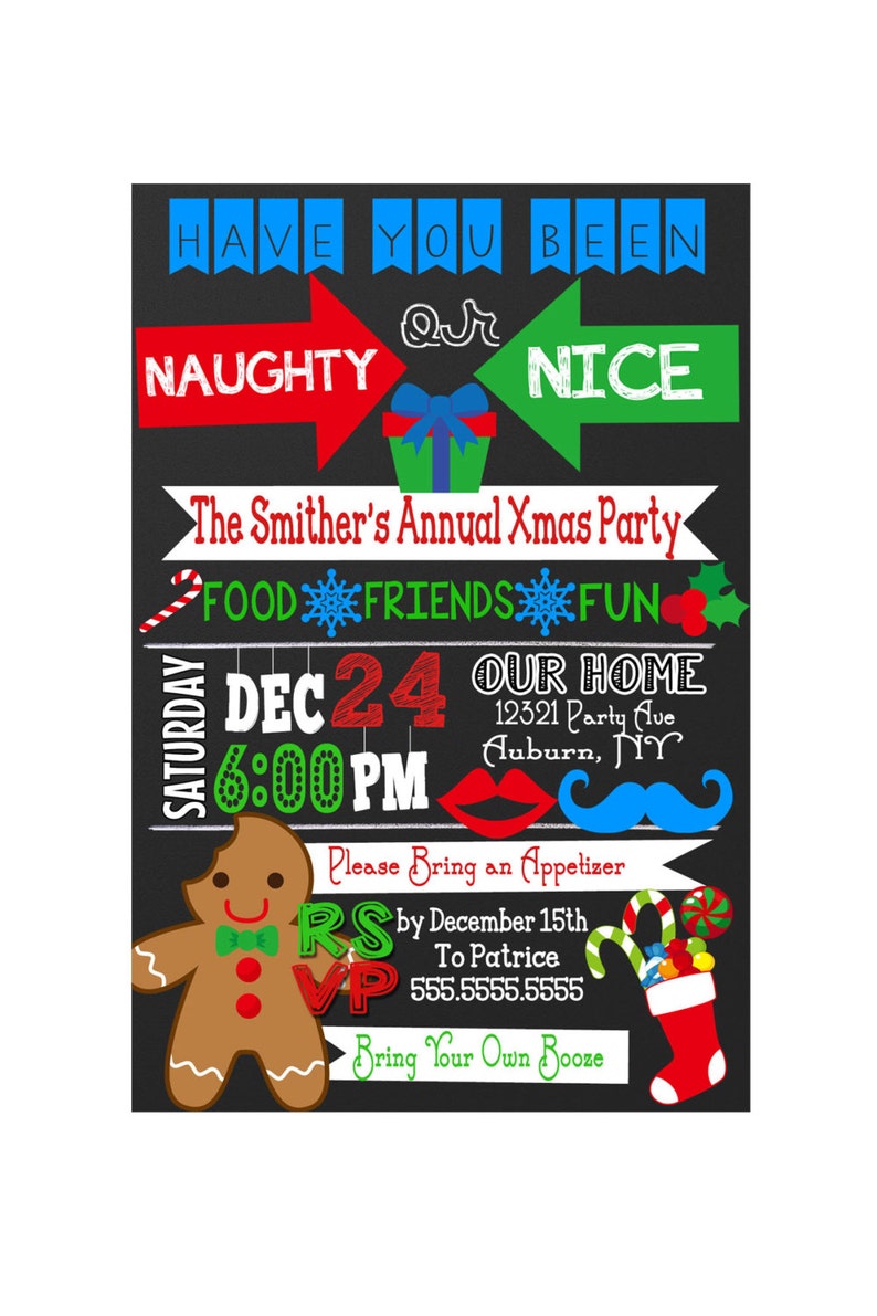 Naughty or Nice Christmas Party Invitations Naughty or Nice Etsy Canada