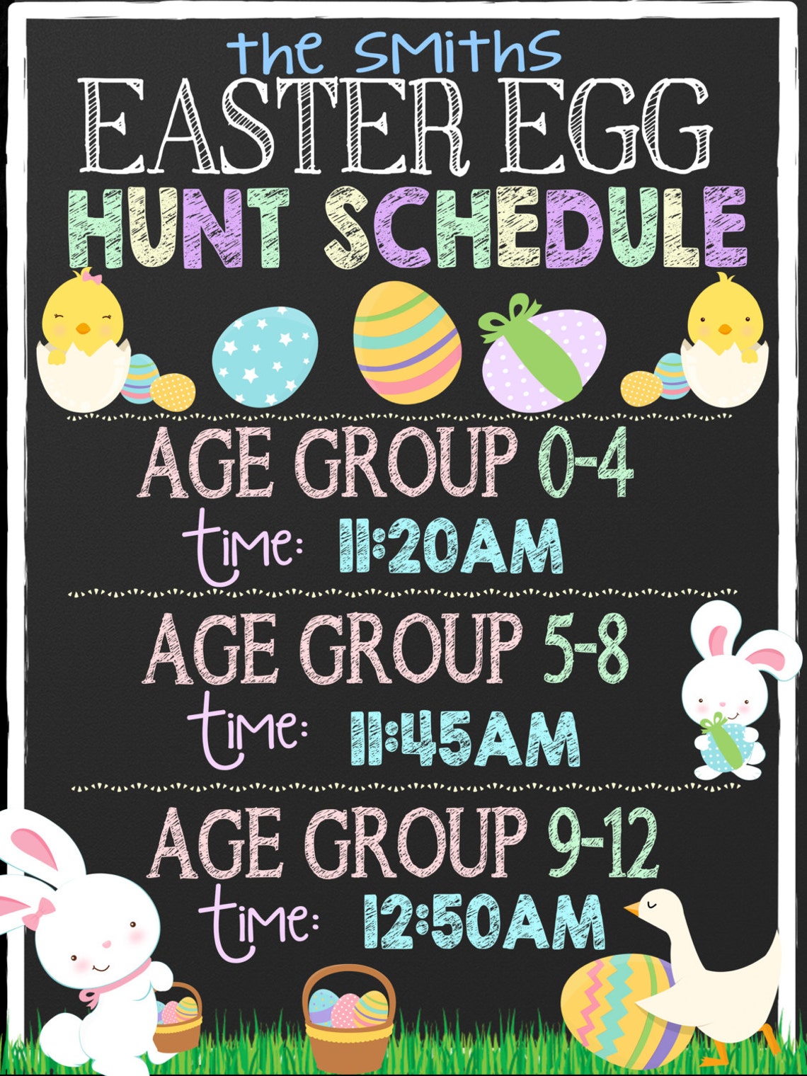 Easter Egg Hunt Schedule, Custom Easter Egg Hunt Flyer, Unique Easter ...