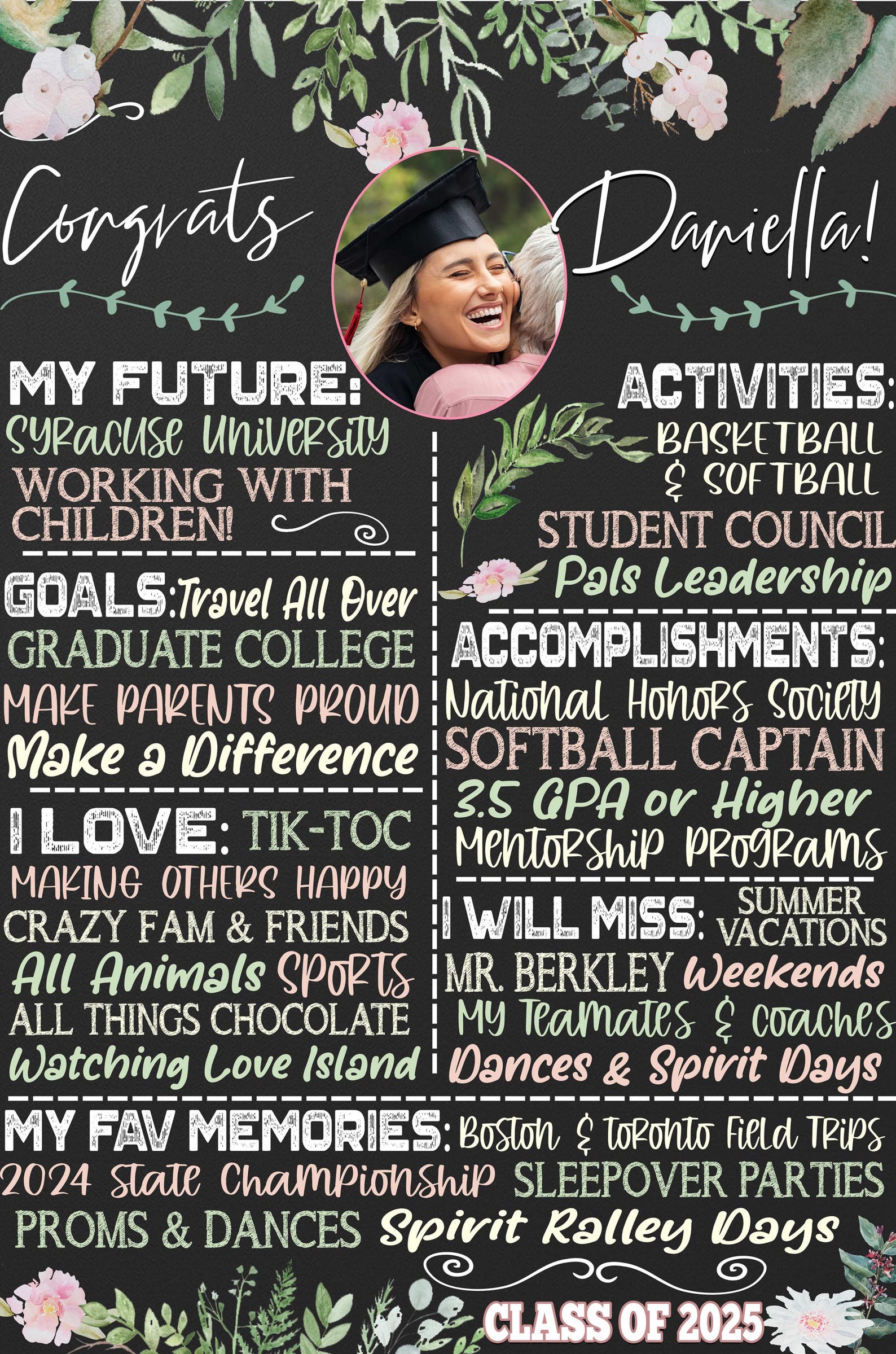 Girls Graduation Party Signs, Grad Board, Her Graduation, 2025 ...