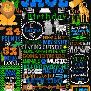 Jungle birthday, jungle 1st birthday board, Zoo birthday party, monkey 1st birthday, safari birthday sign, zoo party, jungle animalsBRDJGL05 image 3