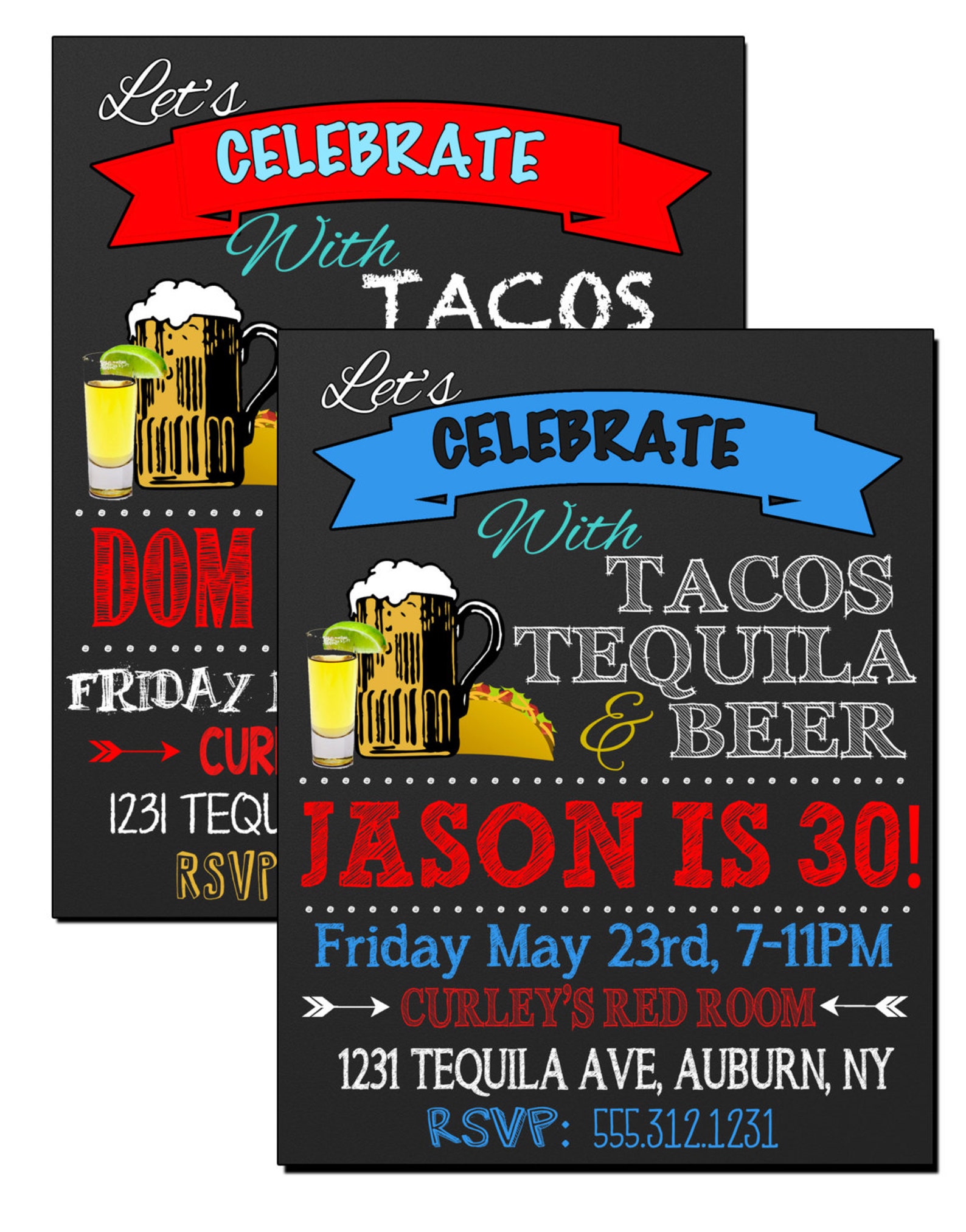 Tacos Tequila Beer Birthday Party Invite Tequila Party Etsy