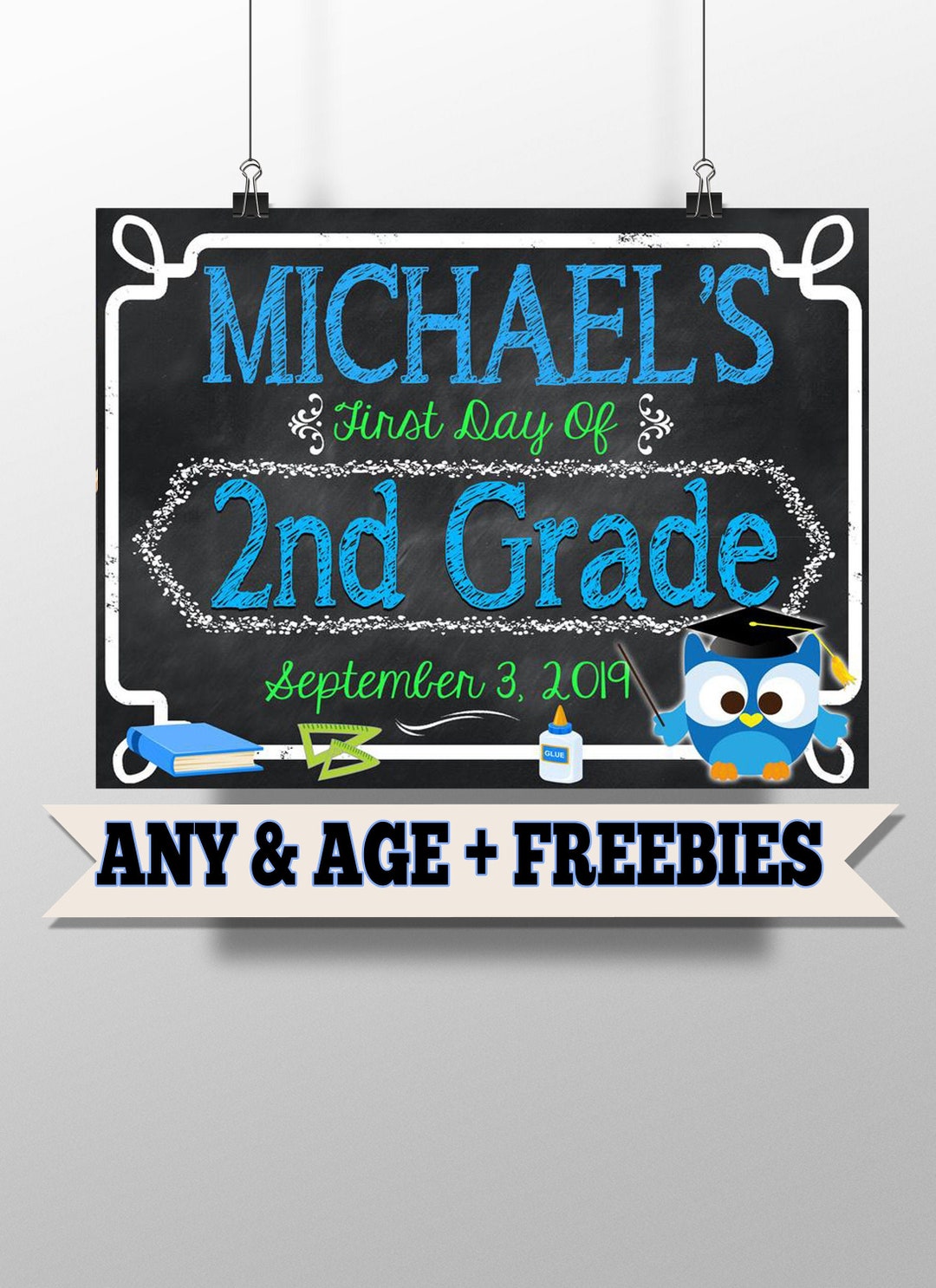 1st Day of School Printable, Boys First Day of School Chalkboard ...
