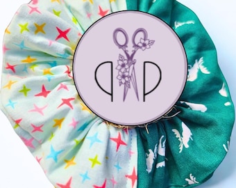 Mint Star Halfsy Scrunchie – Moose Print Hair Tie – Soft Cotton No‑Pull Gentle Grip