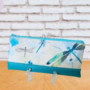 Green and Blue Dragon Fly Charm Pencil Pouch | Zipper Pouch | PON Pouch | Girlie Pouch