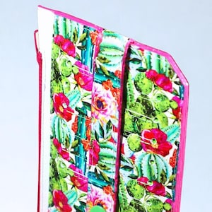 Cartera fina de mujer con cactus y rosas / Cartera de mujer con brillo opalescente / Cartera segura