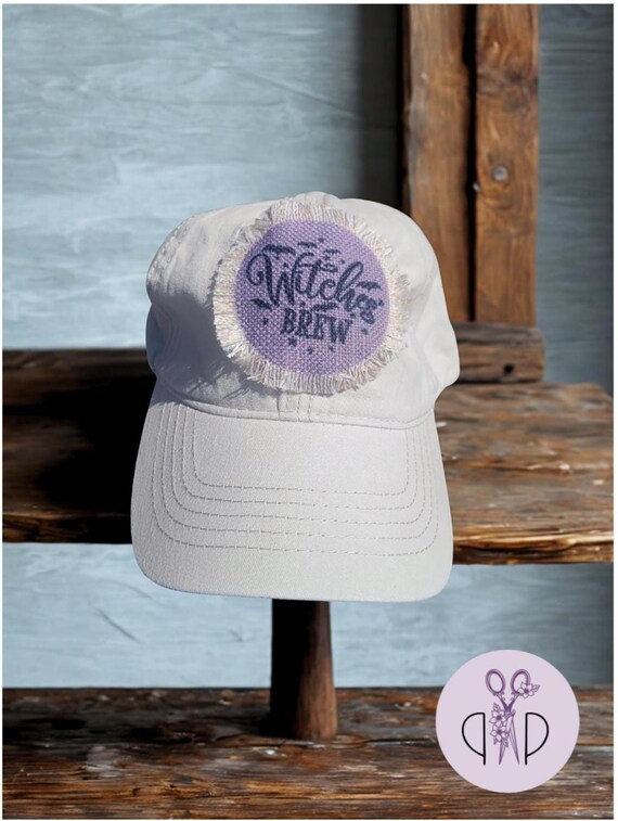 Found Embroidered Baseball Cap in Cream with Purple Lettering HEADWEAR main image 2
