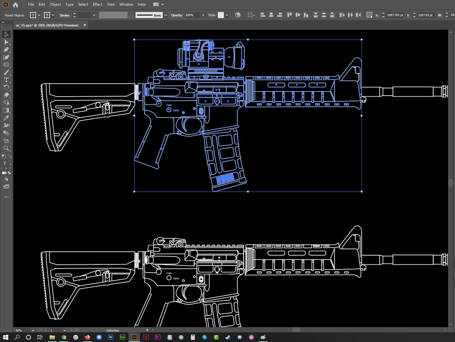 Highly Detailed AR15 Vector Etsy