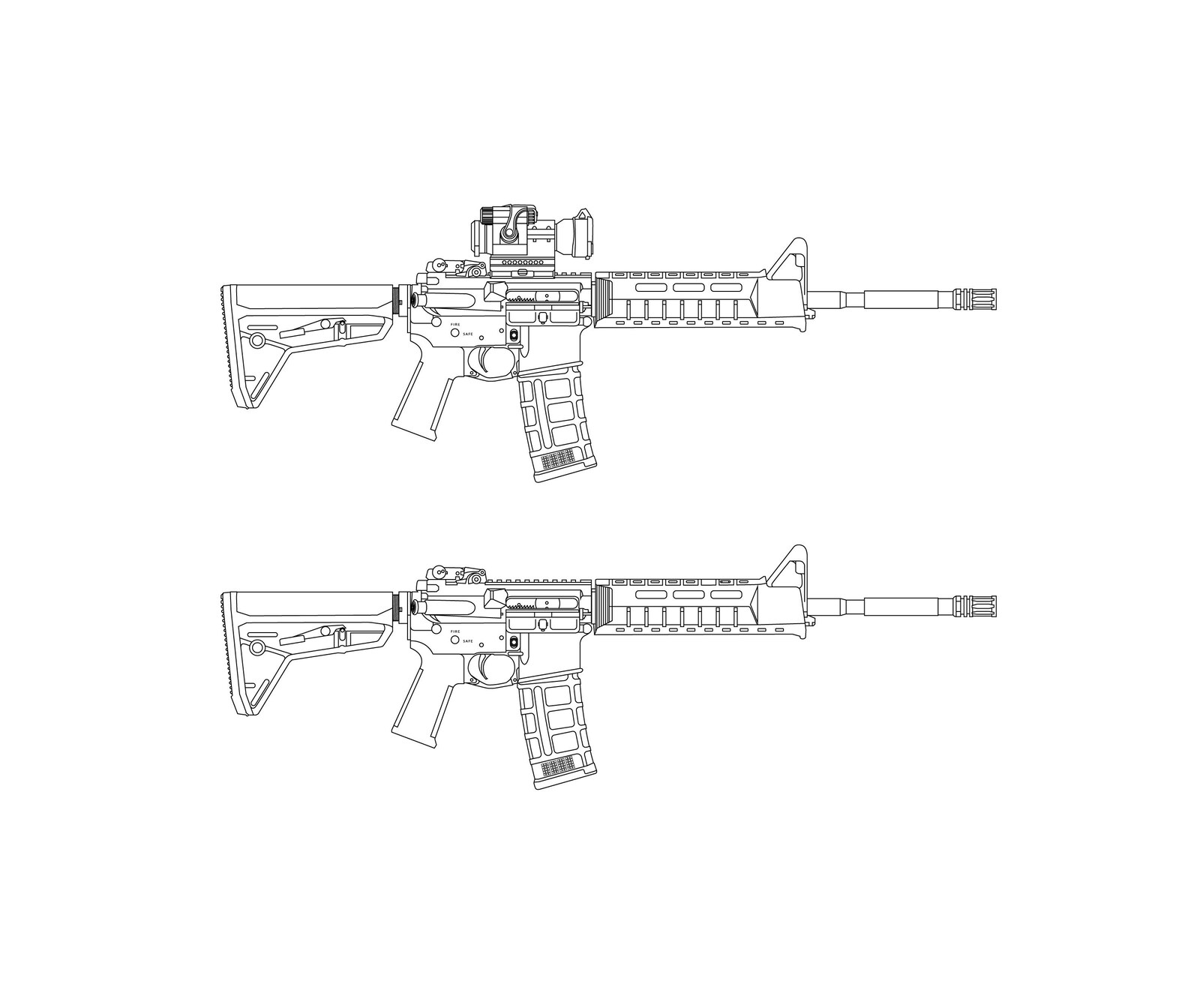 Highly Detailed AR-15 Vector File - Etsy