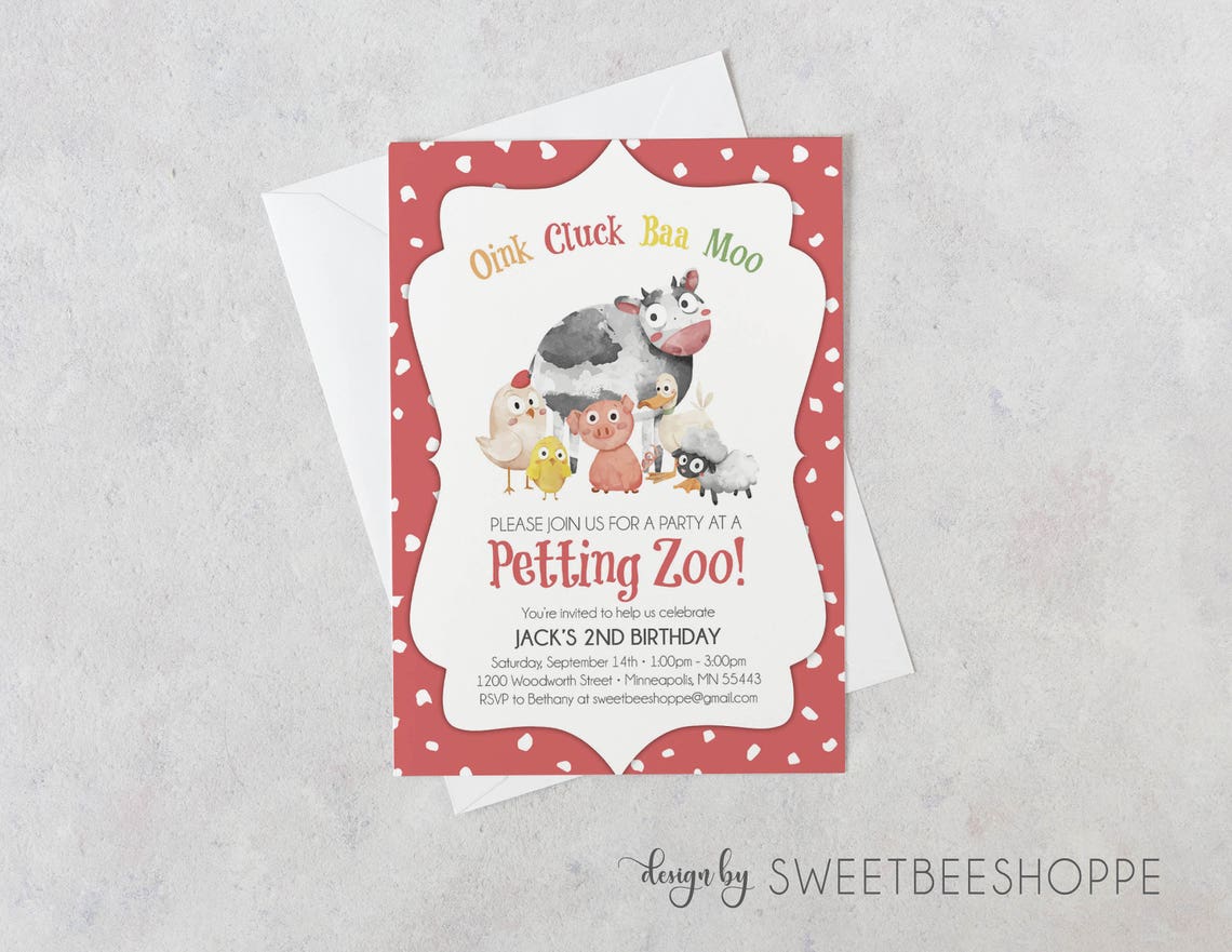 Petting Zoo Birthday Invitation Petting Zoo Invite Kids - Etsy