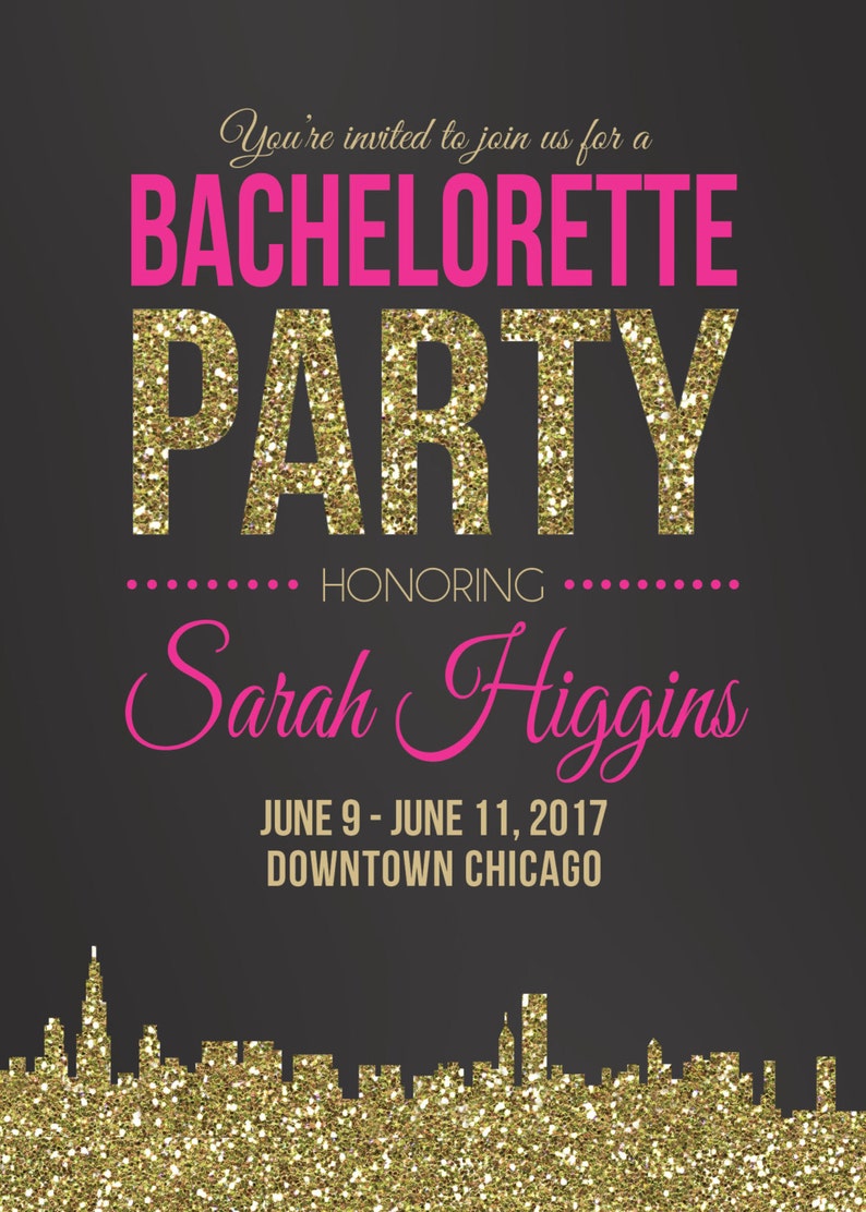 Bachelorette Party Invitation Chicago Bachelorette Invite Chicago Bachelorette Party Invite Chicago Skyline Bachelorette Invitation
