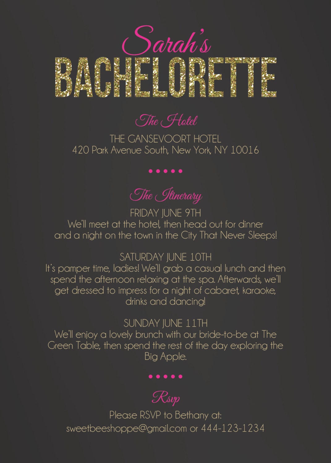 New York City Bachelorette Invite NYC Bachelorette Party | Etsy