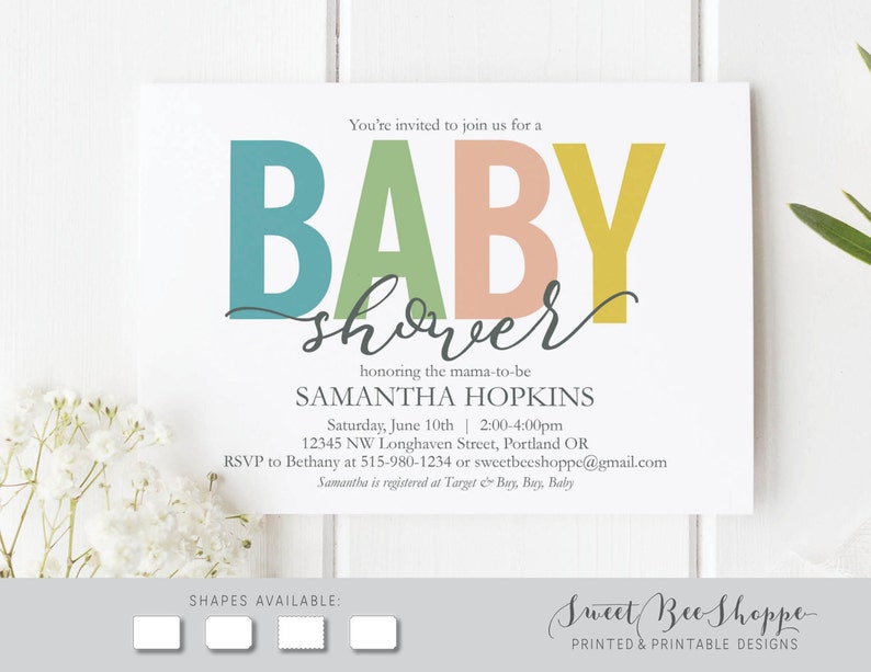 Gender Neutral Baby Shower Invitation Colorful Baby Shower Etsy Gender Neutral Baby Shower Invitation Colorful Baby Shower Etsy