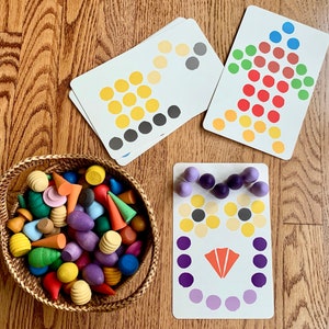 DIGITAL BUNDLE of Loose Parts Play: 18 Pattern Cards, 10 Counting Cards, Repeating Patterns, and Graphing Sheet