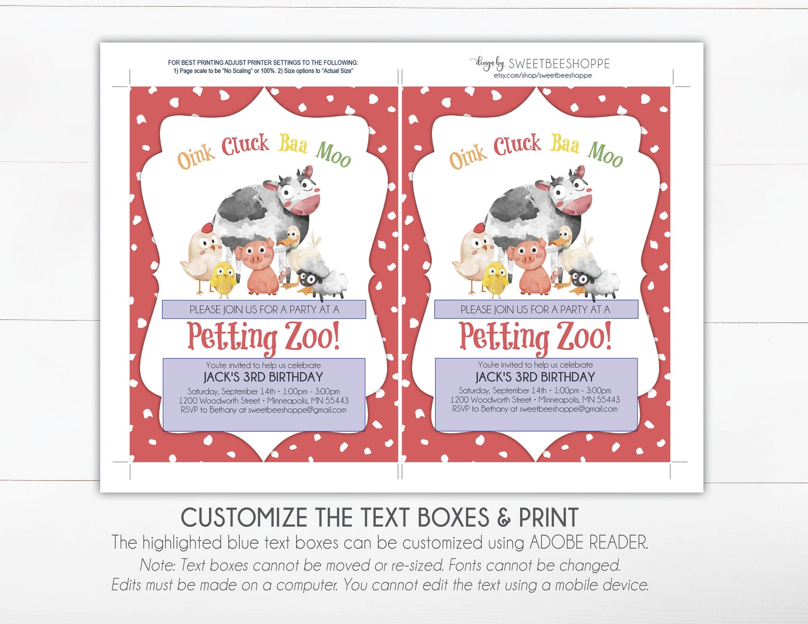Petting Zoo Birthday Invitation Petting Zoo Invite Kids - Etsy